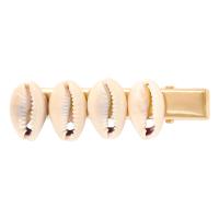 Alligator Hair Clip, Zinc Alloy, with Shell, plated, for woman, golden 