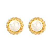 Plastic Pearl Zinc Alloy Earring, with Plastic Pearl, plated & for woman, gold 