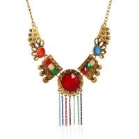Crystal Zinc Alloy Necklace, with Crystal, gold color plated, for woman, multi-colored .7 Inch 