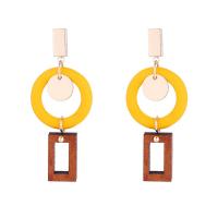 Zinc Alloy Drop Earring, with Wood & Acrylic, painted, for woman & frosted 44mm 