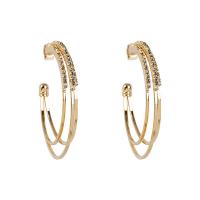 Zinc alliage strass Stud Earring, alliage de zinc, avec strass, Placage, bijoux de mode & pour femme, plus de couleurs à choisir, 42mm, Vendu par paire