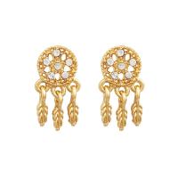 Zinc Alloy Tassel Earring, with Rhinestone, gold color plated, fashion jewelry & for woman 
