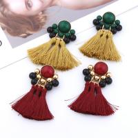 Zinc Alloy Tassel Earring, with Polyester & Acrylic, stainless steel post pin, Bohemian style & for woman 