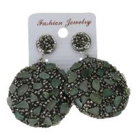 Rhinestone Clay Pave Drop Earring, with Snakeskin & rubber earnut, for woman, black, 55mm 