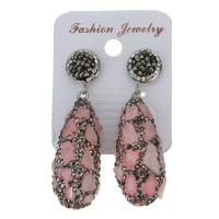 Rhinestone Clay Pave Drop Earring, with rubber earnut & Gemstone, for woman, 54mm 