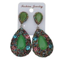 Rhinestone Clay Pave Drop Earring, with rubber earnut & Gemstone, for woman, 66mm,29uff5845mm 