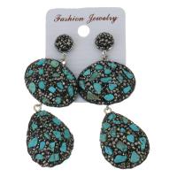Rhinestone Clay Pave Drop Earring, with rubber earnut & Gemstone, for woman, 71mm 