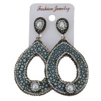 Rhinestone Clay Pave Drop Earring, with rubber earnut & Freshwater Pearl, for woman, 71mm 