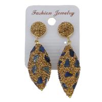 Rhinestone Clay Pave Drop Earring, with rubber earnut & Gemstone, for woman, gold, 54-58mm,16-17x40-44mm 