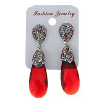 Rhinestone Clay Pave Drop Earring, with rubber earnut & Gemstone, for woman, 54mm 