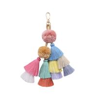Zinc Alloy Key Chain Jewelry, with Cotton Thread, Tassel, plated, for woman, multi-colored, 224mm 