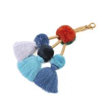 Zinc Alloy Key Clasp, with Cotton Thread, Tassel, plated, for woman, multi-colored, 180mm 