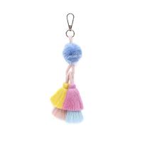 Zinc Alloy Key Clasp, with Cotton Thread, Tassel, plated, for woman, multi-colored, 220mm 