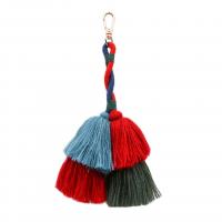 Zinc Alloy Key Clasp, with Cotton Thread, Tassel, plated, Bohemian style & for woman, multi-colored 
