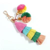 Zinc Alloy Key Clasp, with Cotton Thread, Tassel, plated, Bohemian style & for woman 230mm 