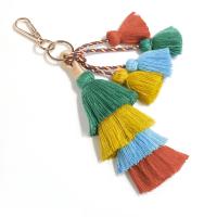 Zinc Alloy Key Clasp, with Cotton Thread, Tassel, plated, Bohemian style & for woman 200mm 
