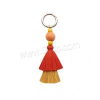 Zinc Alloy Key Clasp, with Cotton Thread, Tassel, plated, Bohemian style & for woman 150mm 