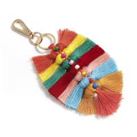 Zinc Alloy Key Clasp, with Cotton Thread, Leaf, plated, Bohemian style & for woman 180mm 