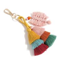 Zinc Alloy Key Clasp, with Cotton Thread, Tassel, plated, Bohemian style & for woman 180mm 