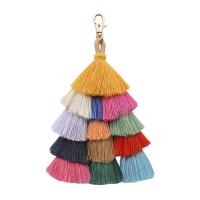 Zinc Alloy Key Chain Jewelry, with Cotton Thread, Tassel, plated, Bohemian style & for woman, multi-colored, 210mm 
