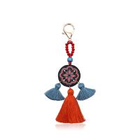 Zinc Alloy Key Chain Jewelry, with Cotton Thread, Tassel, plated, Bohemian style & for woman, multi-colored, 175mm 