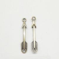 Zinc Alloy Charm Connector, Arrow, antique silver color plated, 1/1 loop Approx 2mm 
