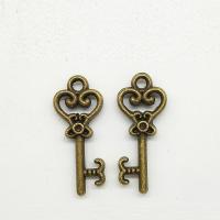 Zinklegierung Schlüssel Anhänger, antike Bronzefarbe plattiert, 21x8x1.5mm, Bohrung:ca. 2mm, 100PCs/Tasche, verkauft von Tasche