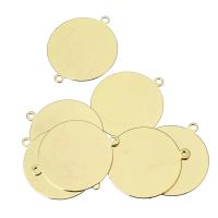 Латуни Шарм разъем, Латунь, Плоская круглая форма, 1/1 петля, золотой отверстие:Приблизительно 1mm, продается PC