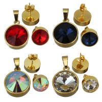 Fashion Stainless Steel Jewelry Sets, Stud Earring & pendant, with Crystal, for woman 12mm Approx 