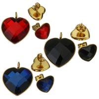 Parures de bijoux en acier inoxydable, Boucle d’oreille stud & pendentif, avec cristal, coeur, pour femme, plus de couleurs à choisir  Environ 3.5mm, Vendu par fixé