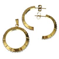 Rhinestone stainless steel Jewelry Set, Stud Earring & pendant, for woman & with rhinestone, gold  Approx 