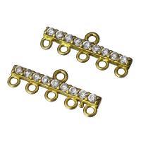 Cubic Zirconia Micro Pave Brass Connector, micro pave cubic zirconia & 1/5 loop, gold Approx 1.5mm 