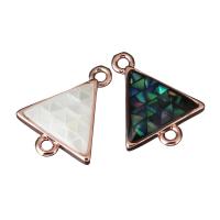 Brass Connector, with Abalone Shell, Triangle, mosaic & 1/1 loop Approx 1.5mm 