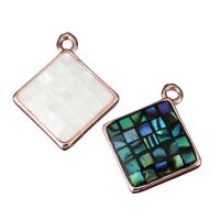 Brass Jewelry Pendants, with Abalone Shell,  Square, mosaic Approx 1.5mm 