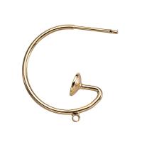 Латунный гвоздик для сережки, Латунь, плакированный настоящим золотом, DIY, 24mm, продается Пара