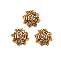 Brass Spacer Beads, Flower, real gold plated, hollow, 5.6*11mm 
