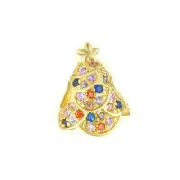 Cubic Zirconia Micro Pave Brass Beads, Christmas Tree, plated, micro pave cubic zirconia 