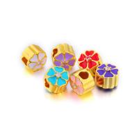 Cubic Zirconia Micro Pave Brass Beads, Flower, gold color plated, micro pave cubic zirconia 