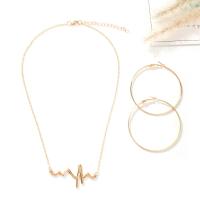 Fashion Zinc Alloy Jewelry Sets, earring & necklace, plated, for woman, golden Approx 13.7 Inch 