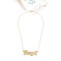 Zinc Alloy Necklace, Alphabet Letter, plated, for woman, golden Approx 18.1 Inch 
