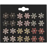 Zinc Alloy Stud Earring Set, Snowflake, plated, 12 pieces & for woman & enamel & with rhinestone, 12mm Approx 98x80 mm, 12/Set 