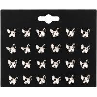 Zinc Alloy Stud Earring Set, Dog, plated, 12 pieces & for woman & enamel, white and black, 9mm x80 mm, 12/Set 