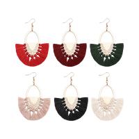 Zinc Alloy Tassel Earring, with Polyester, Bohemian style & for woman 