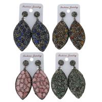 Rhinestone Clay Pave Drop Earring, with rubber earnut & Gemstone, for woman 69mm 
