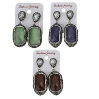 Rhinestone Clay Pave Drop Earring, with rubber earnut & Gemstone, for woman 52mm 