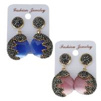 Rhinestone Clay Pave Drop Earring, with rubber earnut & Shell, for woman 41mm 