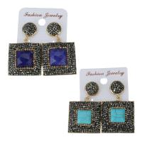 Rhinestone Clay Pave Drop Earring, with rubber earnut & Gemstone, for woman 45mm 