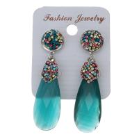 Rhinestone Clay Pave Drop Earring, with rubber earnut & Gemstone, for woman, 53mm 