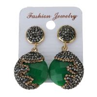 Rhinestone Clay Pave Drop Earring, with rubber earnut & Gemstone, for woman, 42mm 