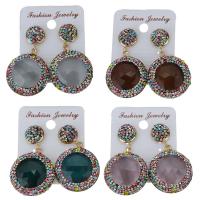 Rhinestone Clay Pave Drop Earring, with rubber earnut & Gemstone & Zinc Alloy, for woman 45mm 